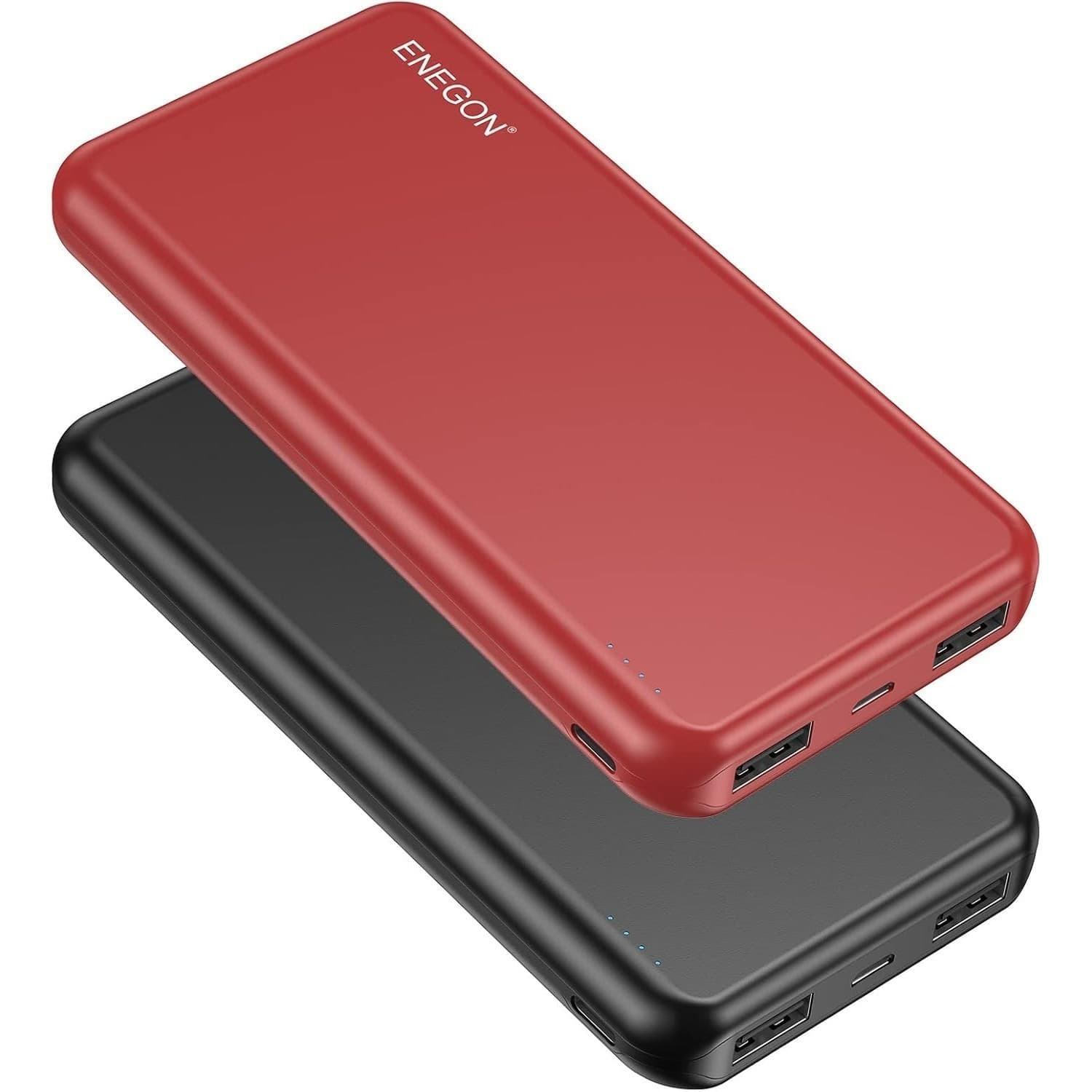 10000mAh 4 Ports USB pour Tous Vos Appareils : La Banque de Puissance Qui Change Tout - 2 pcs - Noir et blanc