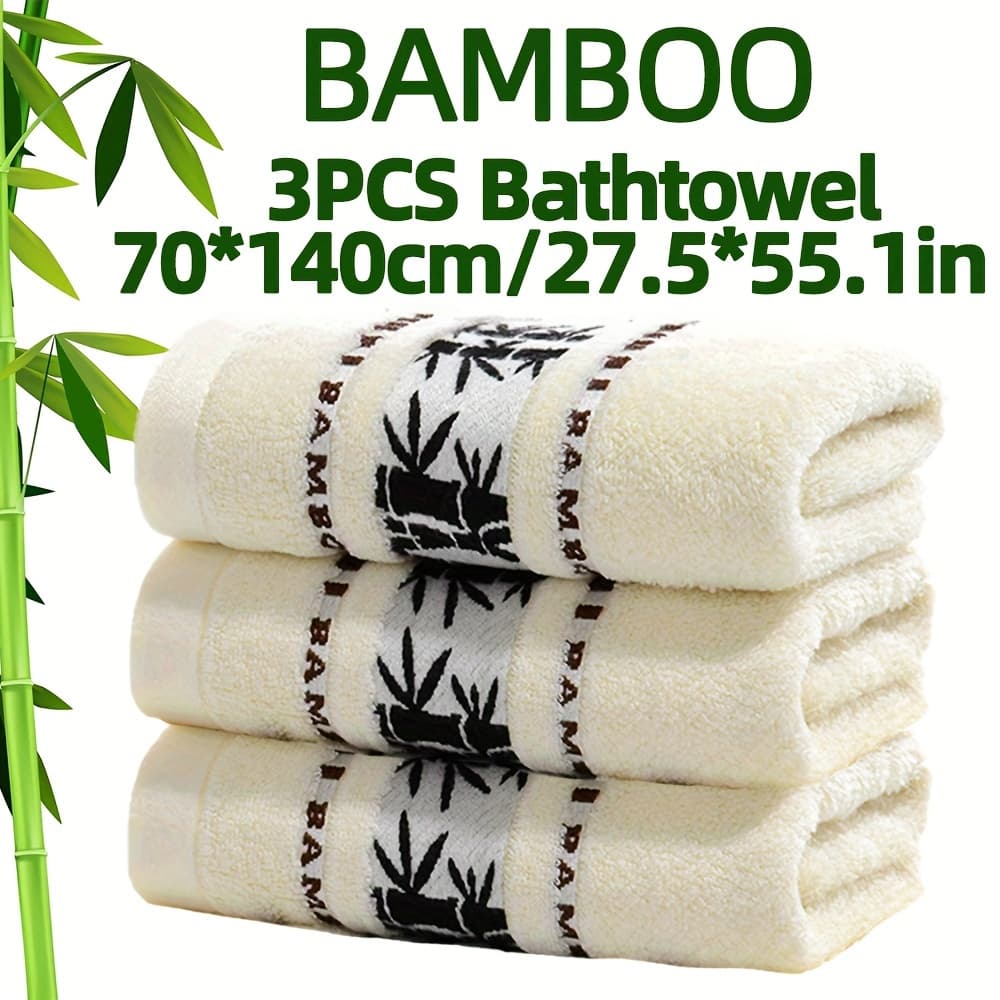Découvrez l'Ensemble de Serviettes éco responsable en Bambou : Douceur et Absorption Révélée - 3pcs serviette de bain Beige