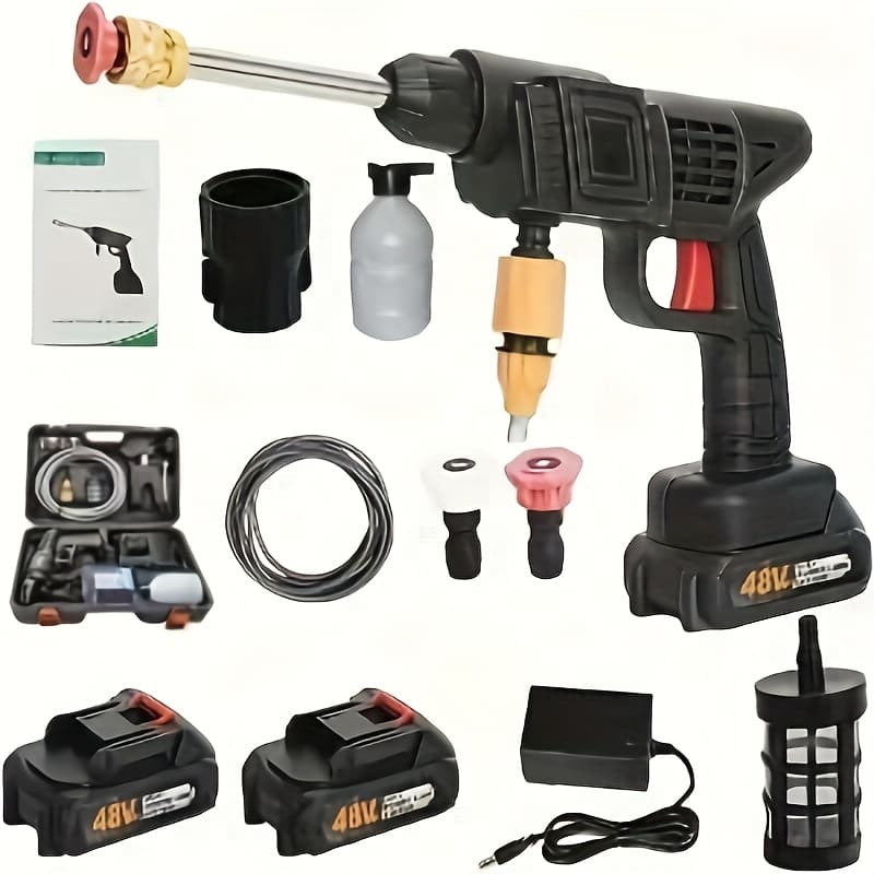 Transformez Vos Tâches Quotidiennes avec ce Génial Nettoyeur Électrique Portable sans fil - Batterie double (2 batteries + boîte à outils d'extérieur)