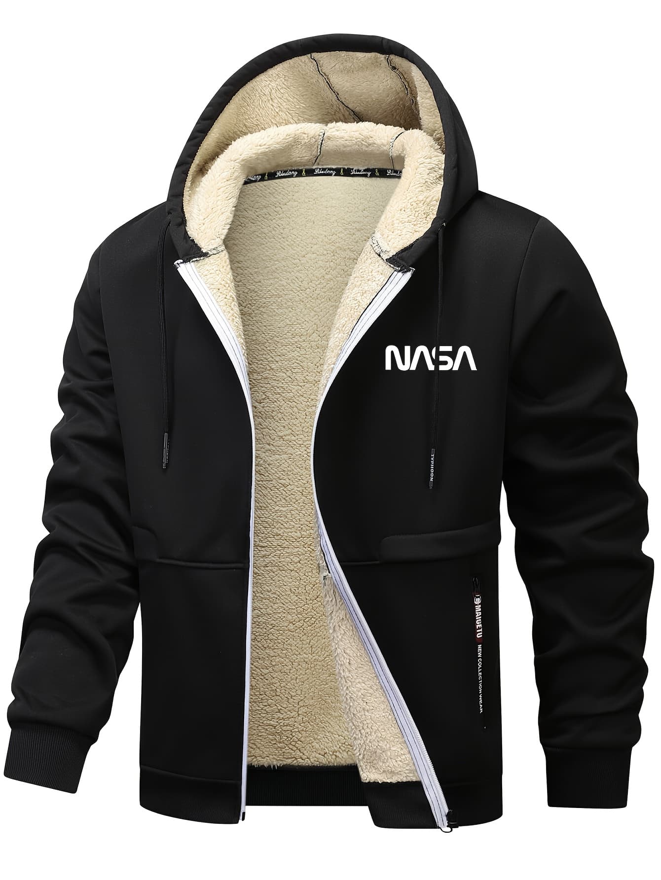 Veste Zippée Homme Hiver – Capuche, Isolation Thermique & Style Classique - Noir - FR XL