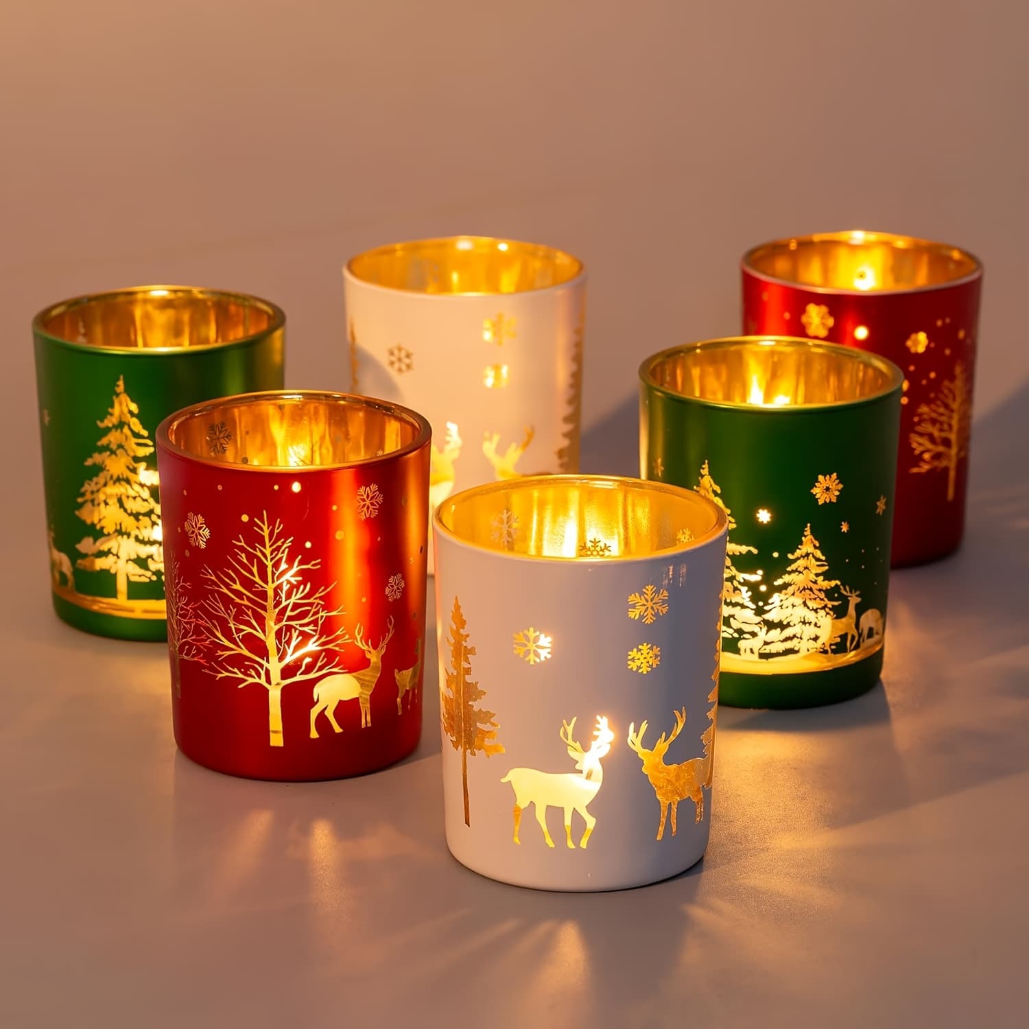 6 Bougeoirs Vintage DorĂ©s & GravĂ©s - L'Ăclat Intemporel de Vos FĂȘtes - Colonne ModĂšle NoĂ«l