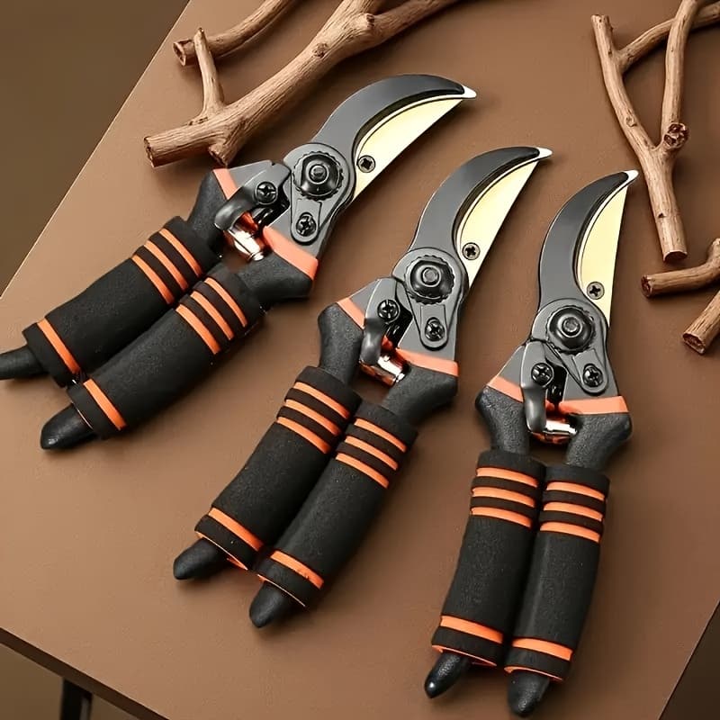 set Pro 3-en-1 : Cisailles de Jardinage en Titane Doré, Coupe Nette Garantie !