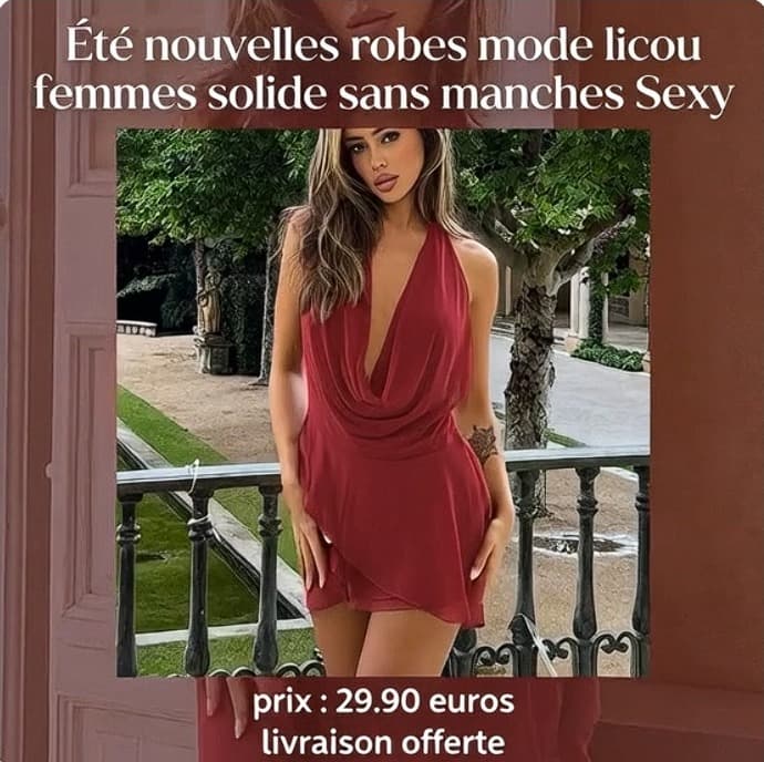Été nouvelles robes mode licou femmes solide sans manches Sexy basse poitrine col en v Mini robes décontracté mince Streetwear robe féminine