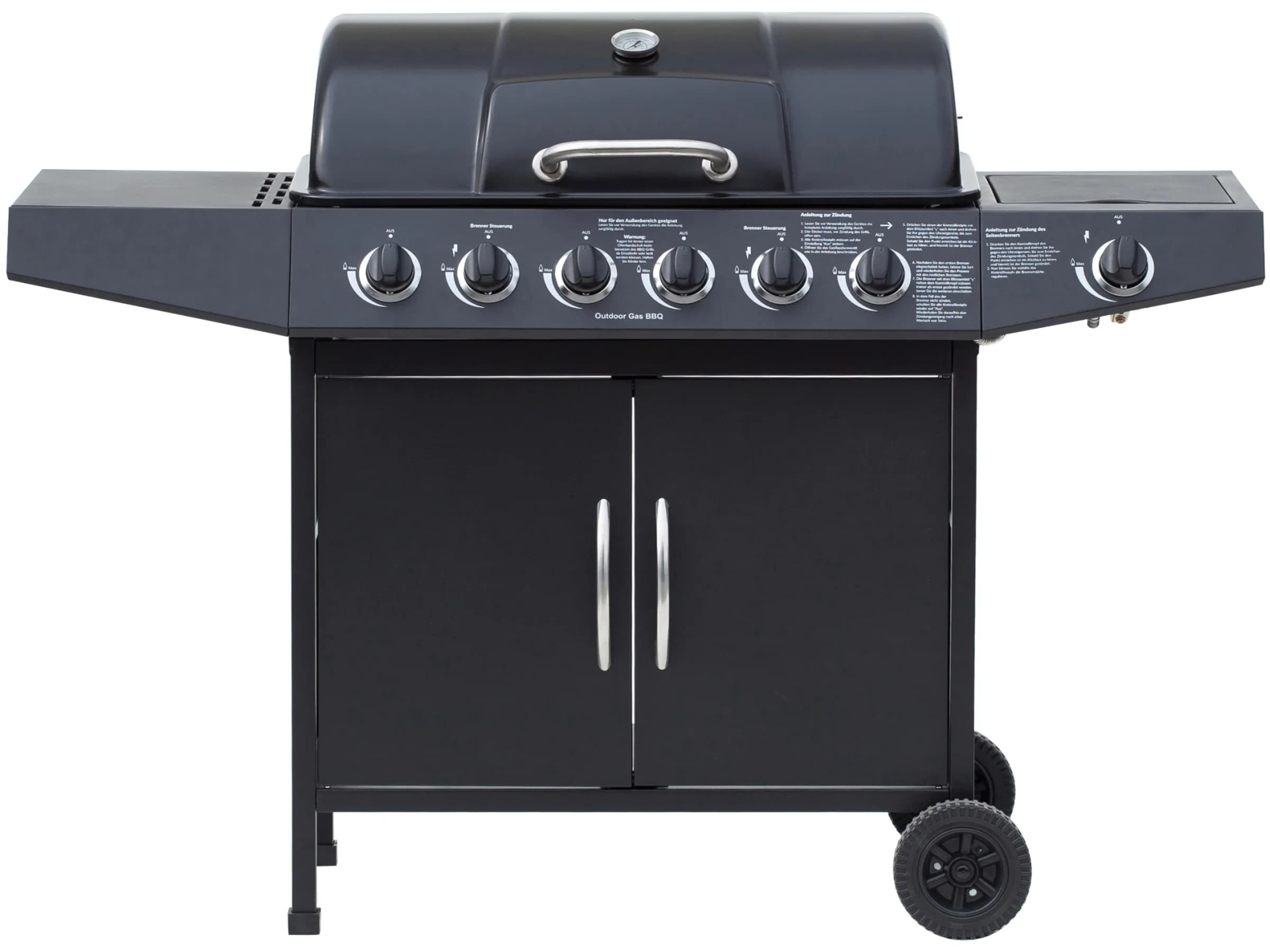 El Fuego Gasgrill Dayton 6-Brenner + Seitenbrenner Schwarz ca. 133 x 97 x 54 cm