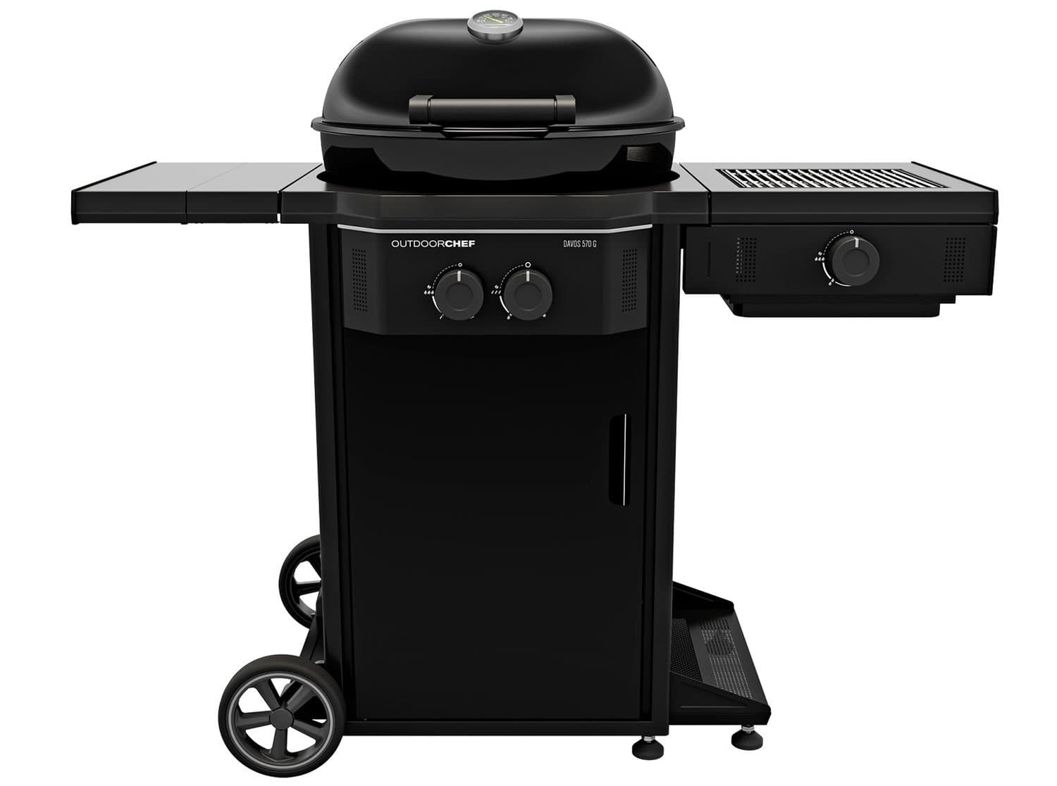Outdoorchef Gas Kugelgrill Station DAVOS 570 G Pro BZ mit Blazing Zone und 11 kg Gasflaschen-Kit + Abdeckhaube