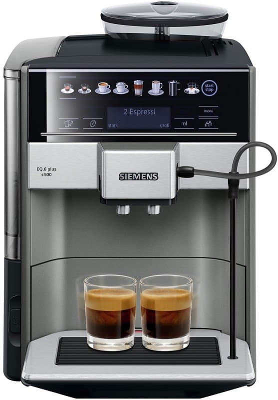 Siemens TE655503DE EQ.6 plus s500 KaffeevollautomatsensoFlow System, 3 Temperatureinstellungen, 1500 Watt, schwarz-grau, mit Milchsystem
