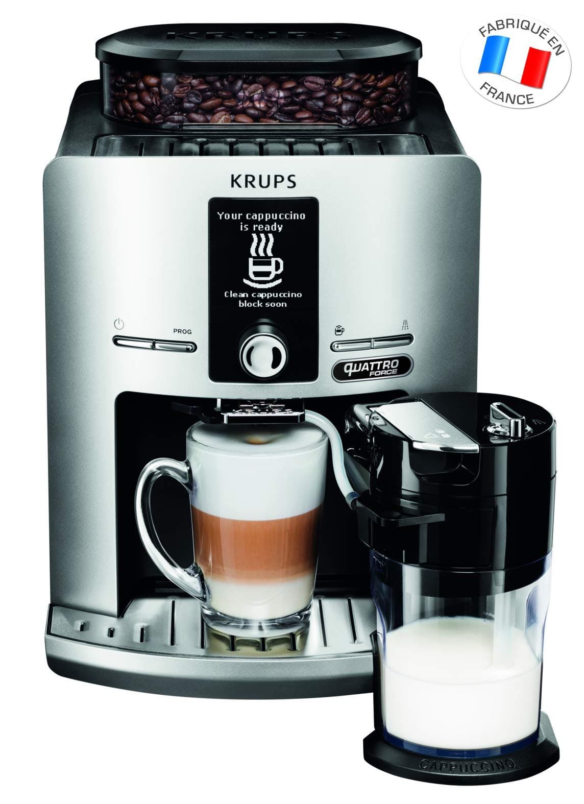 Krups Kaffeemühle für Espressobohnen mit Milchaufschäumer und integriertem Mahlwerk