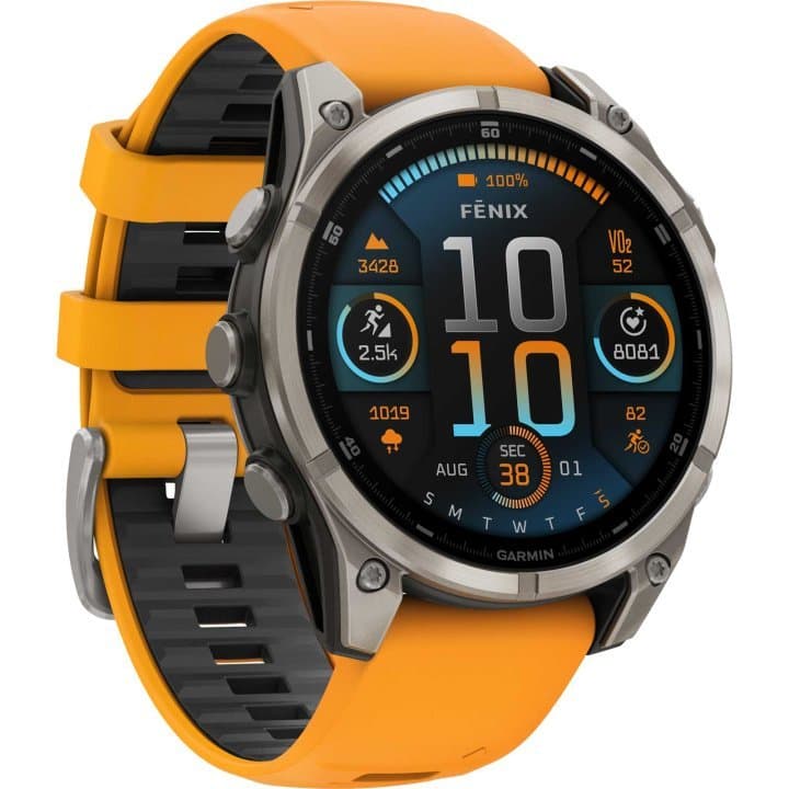 Garmin fenix 8 AMOLED Sapphire GPS Smartwatch - 47mm - Carbongrau DLC - Orange
