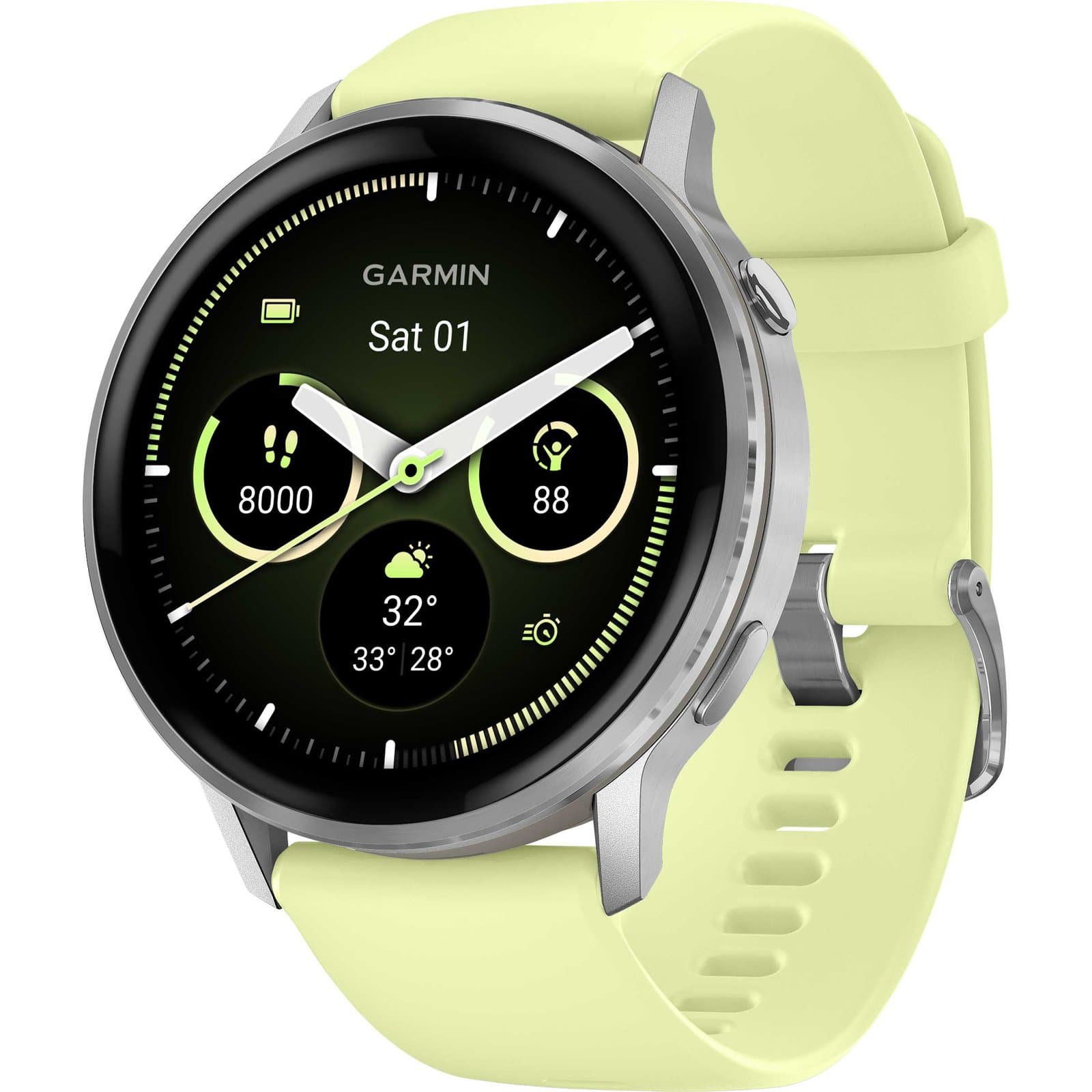 Garmin Venu 4 GPS Smartwatch 45mm - Schwarz/Schiefergrau - Silber/Zitrone