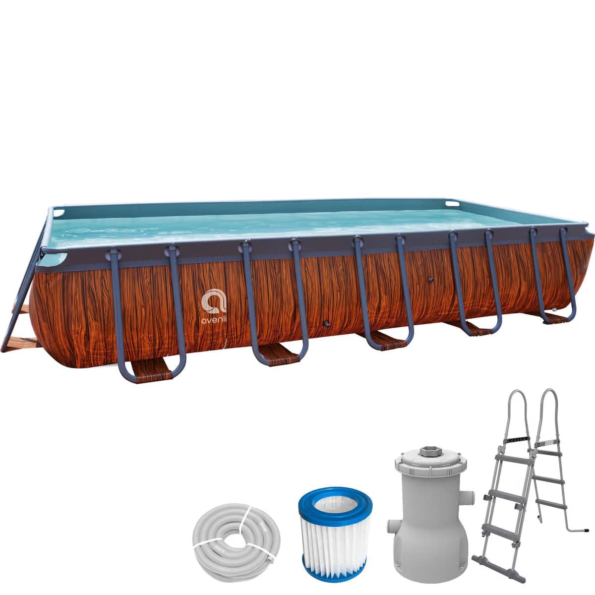Aufstellpool Frame Stahlrahmen Pool Set Avenli Rechteckig 400 x 200 x 100 cm Komplettset