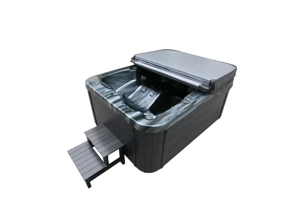 Home Deluxe Outdoor Whirlpool BLACK MARBLE PLUS Treppe