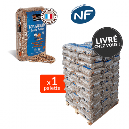 Granulés de Bois WOODSTOCK qualité Premium – 1 Palette de 78 sacs de 15 kg