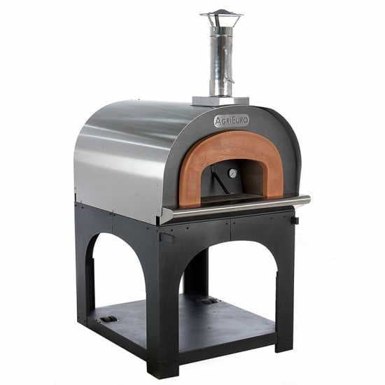 AgriEuro Cibus Inox 1000 – Four à bois pour pizza d’extérieur avec chambre de cuisson Ø 100 – Capacité de cuisson : 6 pizzas