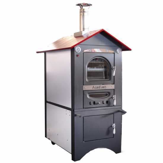 AgriEuro Medius Plus 100 EXT – Four à bois en acier d’extérieur – Ventilé – Toit rouge