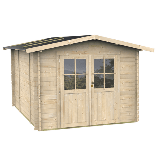 Alce Opera 215×250 – Abri de jardin à bois – Avec fenêtres et porte à double battant – 215x250x207 cm
