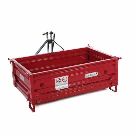 Benne 3 points pour tracteur GeoTech TRP 160 – Basculante – 3 ridelles ouvrables