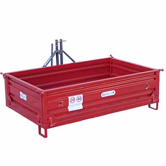 Benne 3 points pour tracteur GeoTech TRP 200 – Basculante – 3 ridelles ouvrables