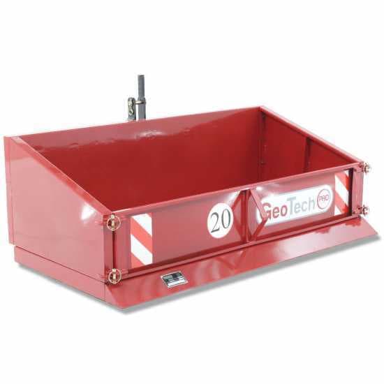 Benne basculante pour tracteur GeoTech PRO TB210 en métal – lame de raclage