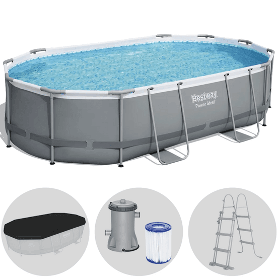 Bestway Power Steel 56448 – 488 x 305 x 107 cm – Piscine ovale