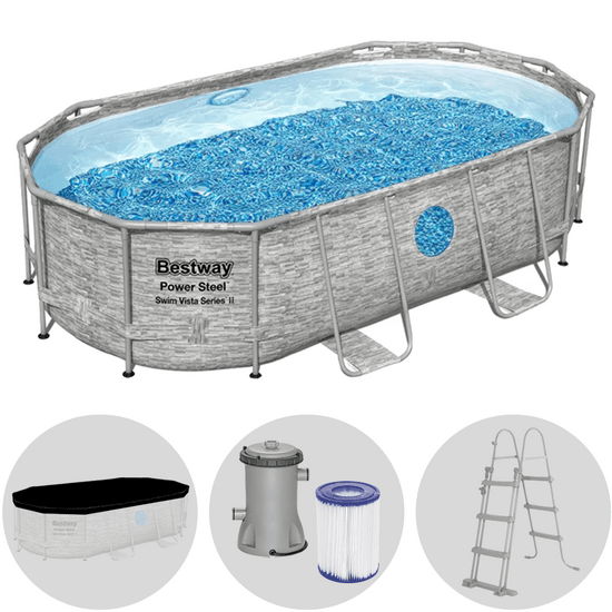 Bestway Power Steel Swim Vista 56714 – 427 x 250 x 100 cm – Piscine ovale