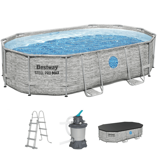 Bestway Steel Pro Max Splashview 56946 – 488x305x107 cm – Piscine ovale pour 7-8 personnes