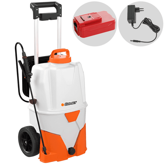 Comet TB 35 – Pompe de pulvérisation à batterie sur chariot – 18 V 2,6 Ah