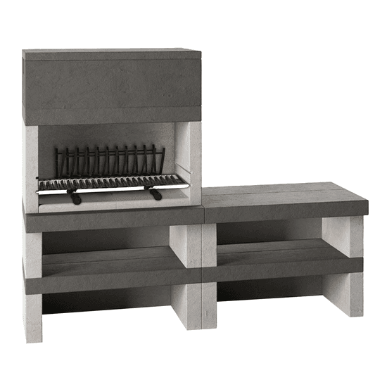 Edilmark KUBO.1 – Barbecue à bois et à charbon en maçonnerie – Brûleur arrière et accessoire Panka déplaçable