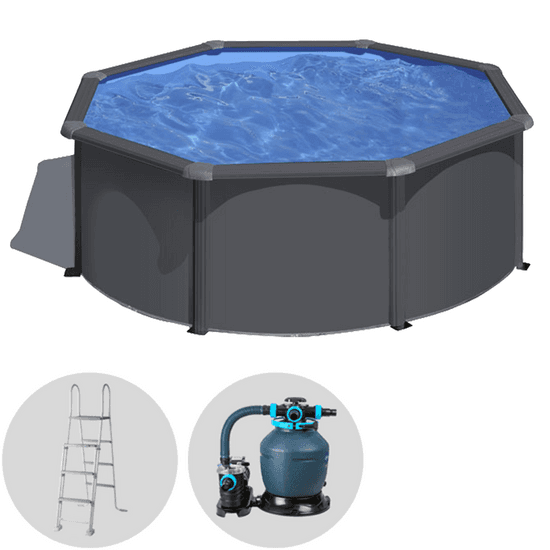 Gre Anthracite Ronde Ø300 x 120 cm – Piscine hors-sol en acier