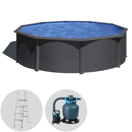 Gre Anthracite Ronde Ø460 x 120 cm – Piscine hors-sol en acier