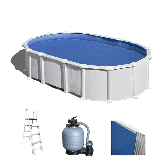 Gre Haiti Ovale 610 x 375 x 132 cm – Piscine hors-sol en acier – Traverses enterrées
