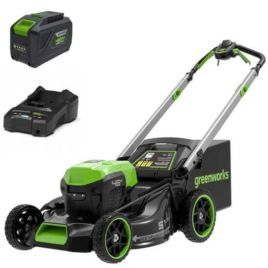 Greenworks GD48LM51SPIIK5 – Tondeuse à gazon autotractée à batterie – 48V/5Ah – Coupe 51 cm