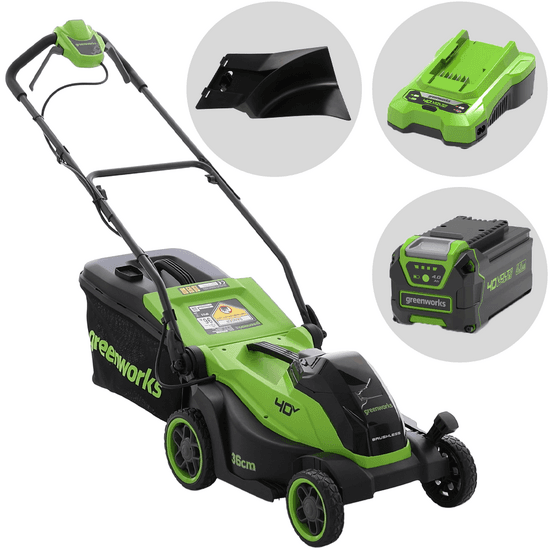 Greenworks MO40L411-01 – Tondeuse à gazon à batterie – 40 V/4 Ah – Largeur de coupe 36 cm