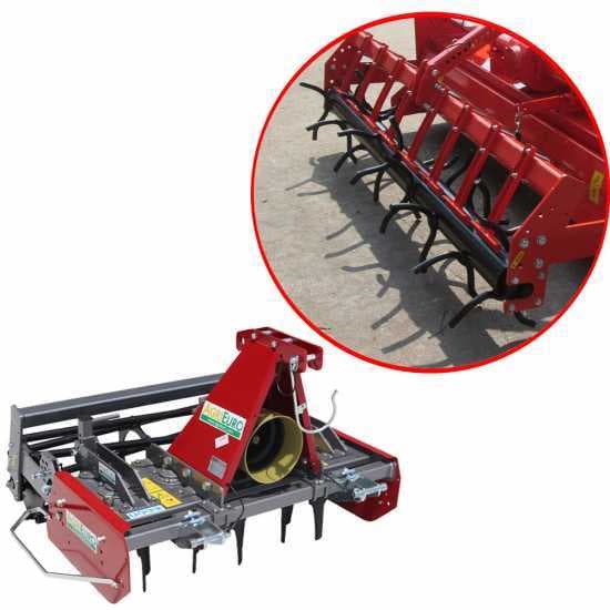 Herse rotative RF130 – largeur de travail 130 cm -12 lames Série légère – Rouleau à piques