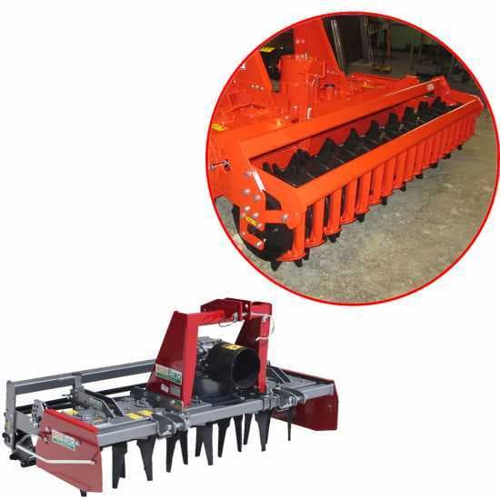 Herse rotative RM250 – largeur de travail 250 cm – 22 lames Série lourde – Rouleau PACKER