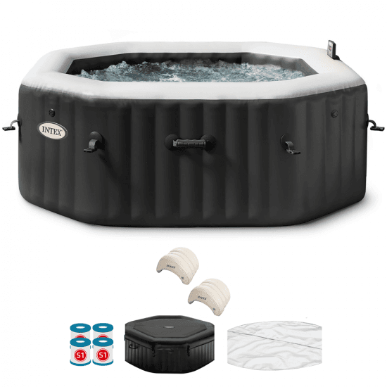 Intex Octogonale Jet & Bubble Deluxe 28458EX – Ø201×71 cm – Piscine hydromassage spa