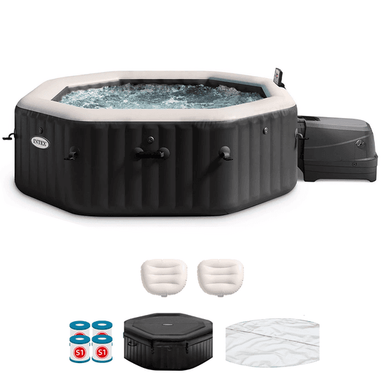 Intex Octogonale Jet & Bubble Deluxe 28462EX – Ø218×71 cm – Piscine hydromassage spa