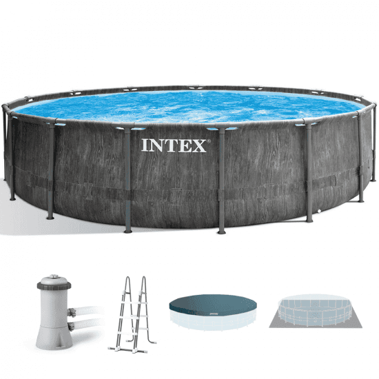 Intex Prisma Frame Greywood 26742NP – Ø457×122 cm – Piscine ronde