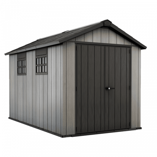 Keter Oakland 7511 – Abri de jardin – Avec porte à double battant et fenêtres – 230x350x242 cm