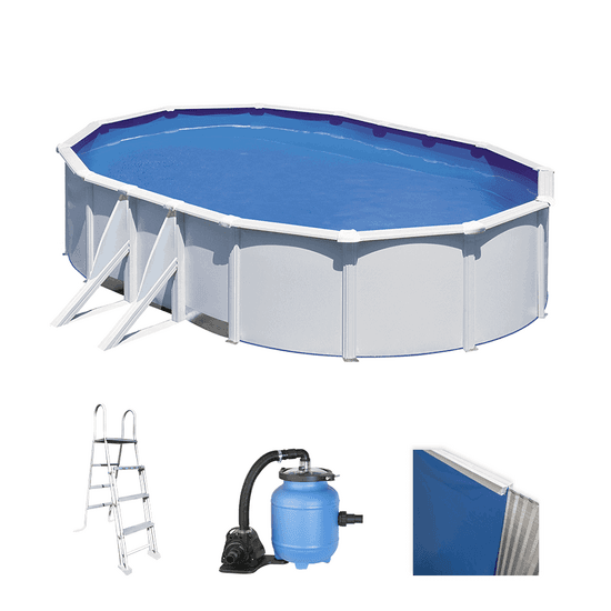Piscine Gre Fidji Ovale 500x300x120cm – Piscine hors-sol en acier – Filtre Aqualoon