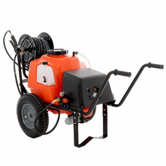 Pompe de pulvérisation à batterie Stocker 12V de 60 l – Pulvérisateur électrique sur chariot