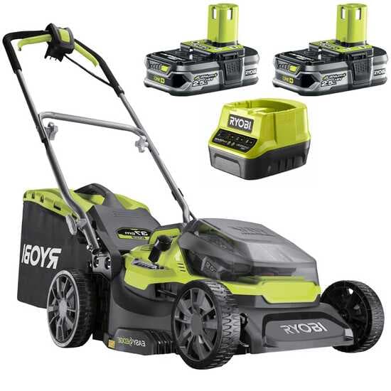 Ryobi Hybrid RY18LMH37A-225 – Tondeuse à gazon à batterie – 2x36V/2,5Ah – Coupe de 37 cm