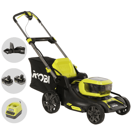 Ryobi RY18LMX46A-250 – Tondeuse à gazon à batterie – 2x 18V/5Ah – Largeur de coupe 46 cm