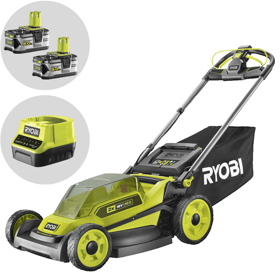 Ryobi RY18LMXSP51A-0 – Tondeuse à gazon à batterie 2x18V/5Ah – Largeur de coupe 51 cm