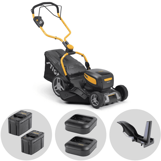 Stiga Combi 748e V – Tondeuse à gazon à batterie – 2x 48V/5Ah – Largeur de coupe 46 cm