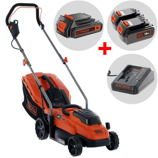 Tondeuse à gazon électrique à batterie Black & Decker BCMW33184L2-QW – 36V 4Ah + une batterie 18V 2Ah offerte