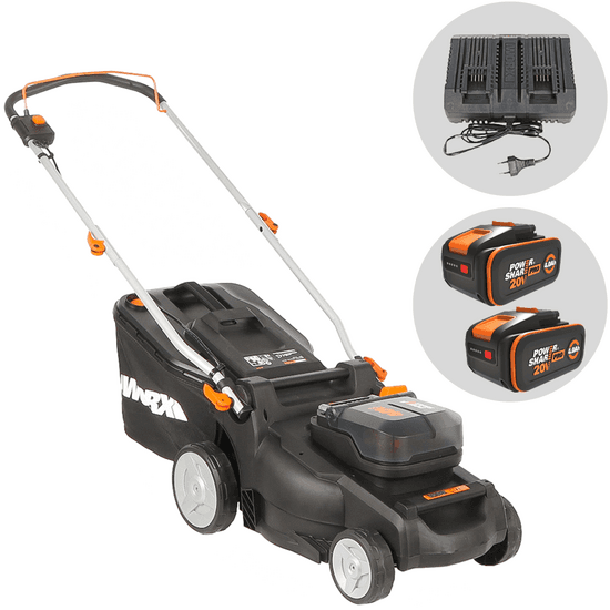 Worx Nitro WG737E – Tondeuse à gazon sans fil – 2x20V/4Ah – Coupe 37cm
