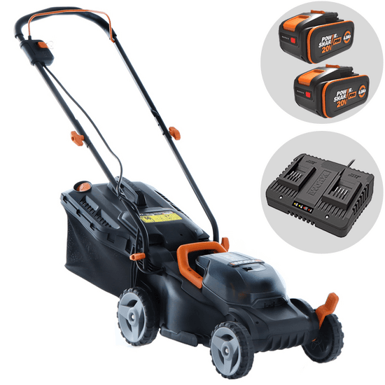 Worx WG779E.1 Tondeuse à gazon électrique à batterie – 2X20V 4 Ah