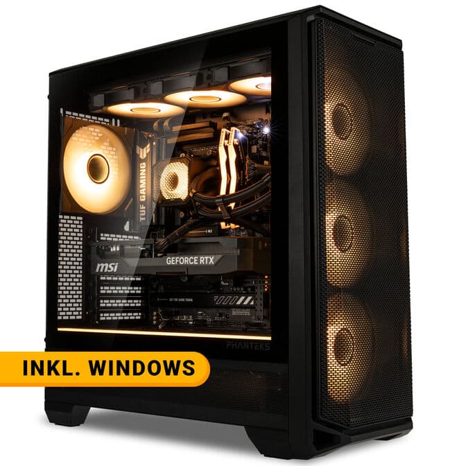 KingForge Gaming-PC Platin, AMD Ryzen 7 7800X3D, RTX 5070 Ti, Phanteks Eclipse G400A – Fertig-PC mit Windows