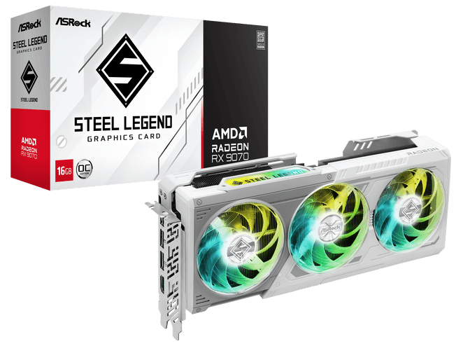 ASrock Radeon RX 9070 Steel Legend OC Grafikkarte, 16384 MB GDDR6
