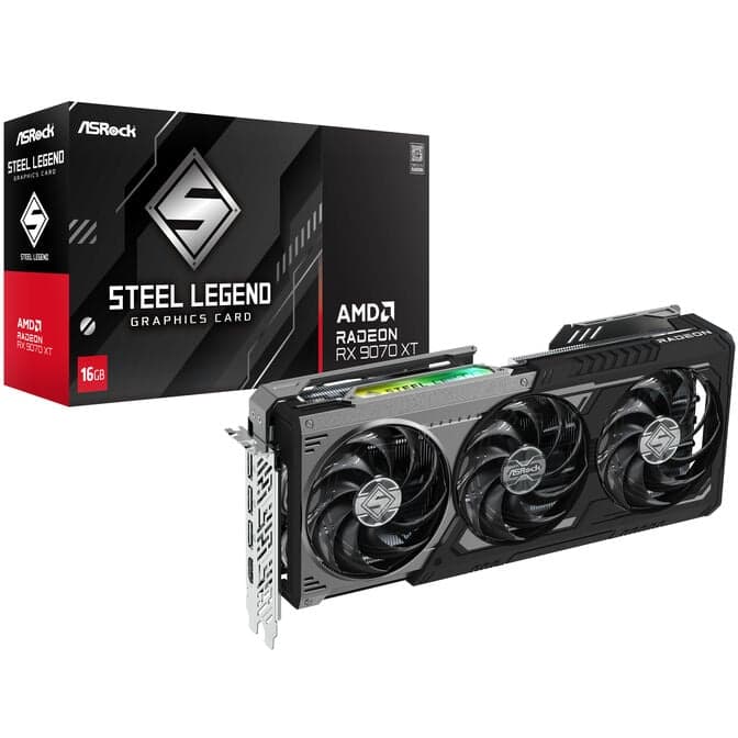ASRock Radeon RX 9070 XT Steel Legend Dark 16GB Grafikkarte, 16384 MB GDDR6
